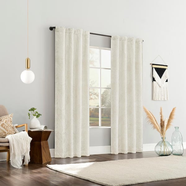 Home Culture Smart Solid Blackout Curtains with Tieback, Pearl White