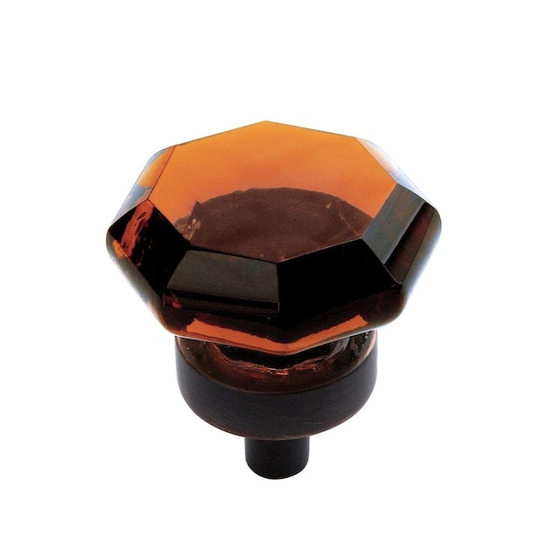 Amerock Traditional Classics 1-1/16 in (27 mm) Diameter Amber/Oil-Rubbed Bronze Geometric Cabinet Knob