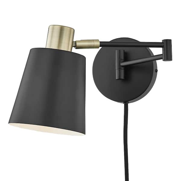 Light Society Alexi Plug In Wall Sconce Black Ls W280 Bk The Home Depot - Home Depot Wall Sconce Plug In