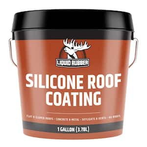 Liquid Rubber Silicone Roof Coating - Roof Sealant for Flat, Sloped, and Metal Roofs, White, 1 Gallon (128 oz)