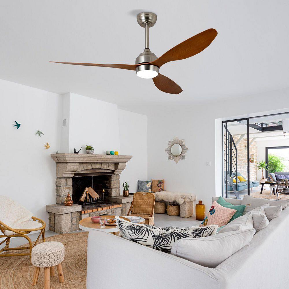 52 in. Indoor Integrated LED Modern Silver Ceiling Fan Lighting with Remote Control price history on PriceWatchPro