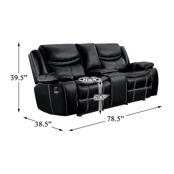Lazzara Austin 78.5 in. W Black Faux Leather Double Glider