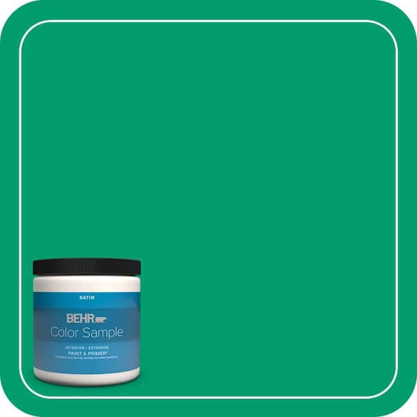 BEHR PREMIUM PLUS 8 oz. #S-G-460 Mint Sprig Satin Enamel Interior/Exterior Paint & Primer Color Sample