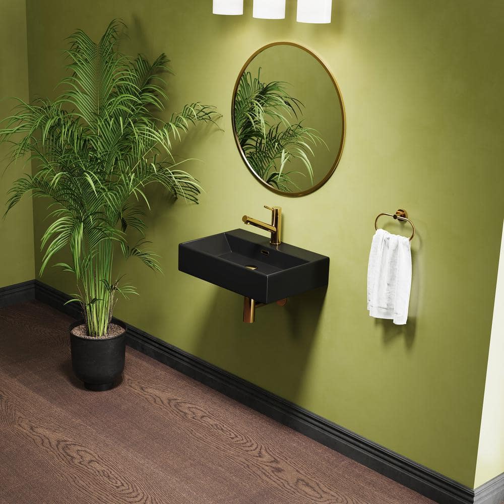 Turner Matte Black Ceramic Wall-Mount Rectangular Bathroom Sink
