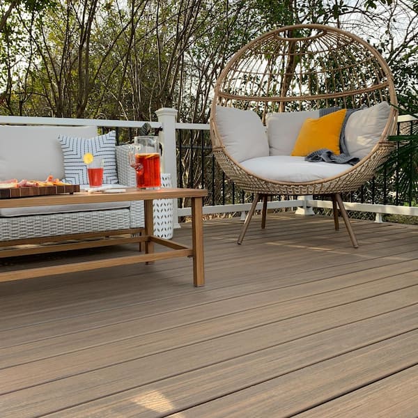 Trex - Enhance Naturals 1 in. x 6 in. x 16 ft. Toasted Sand Grooved Edge Brown Composite Deck Board