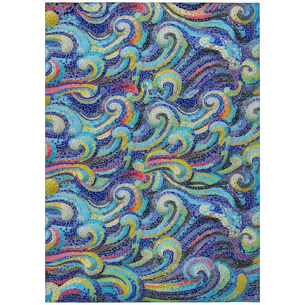 Surfside Ocean 9 ft. x 12 ft. Geometric Indoor/Outdoor Area Rug