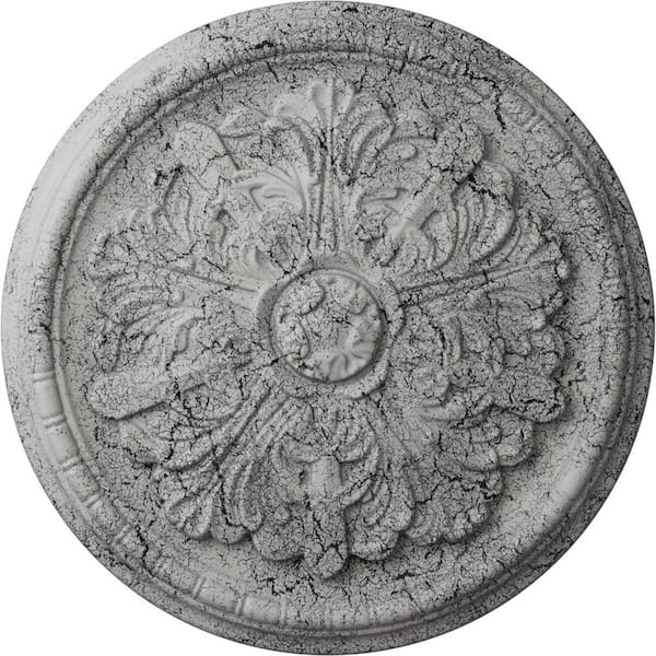 Ekena Millwork 1-1/2 in. x 17-1/8 in. x 17-1/8 in. Polyurethane Washington Ceiling Medallion, Ultra Pure White Crackle