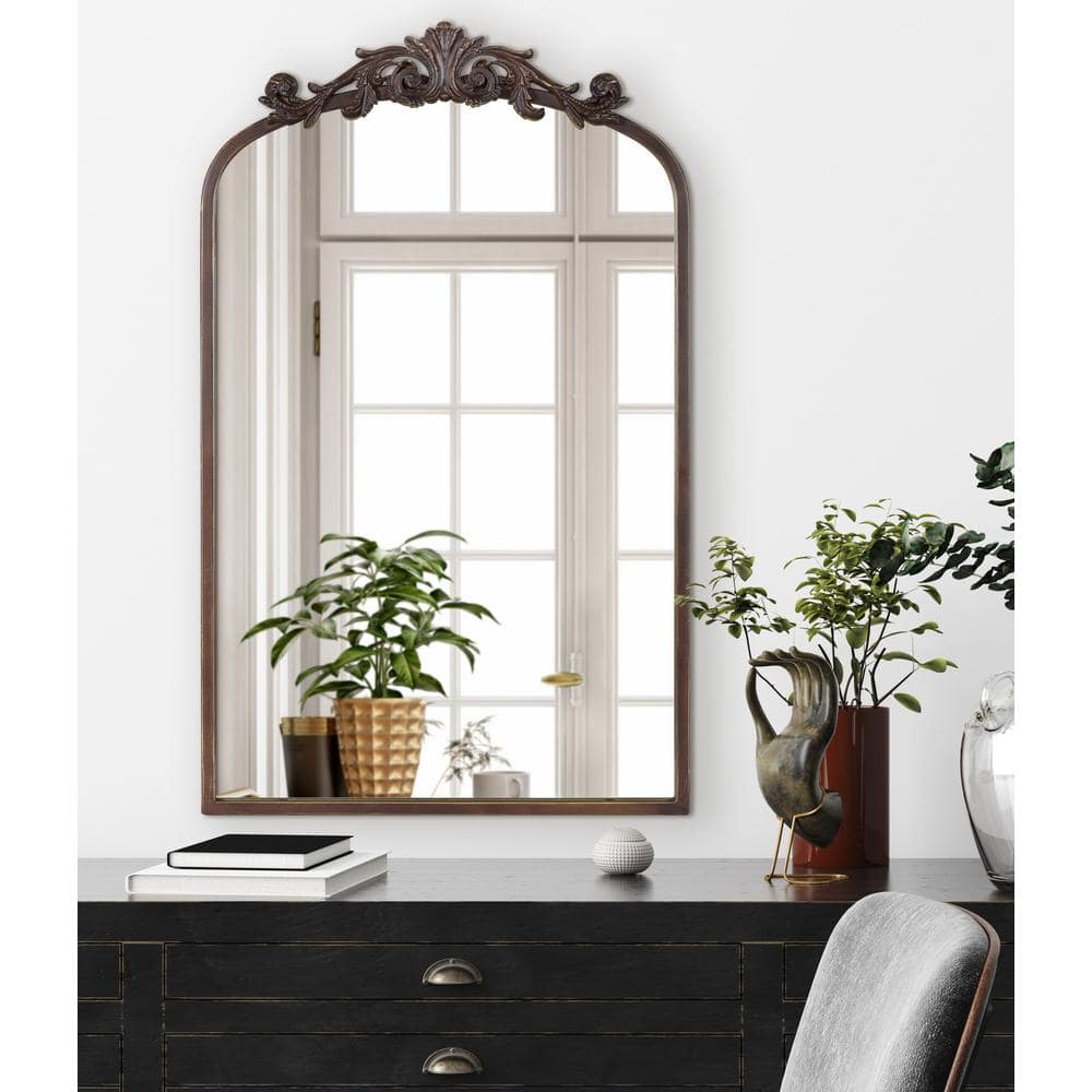 Arendahl Vintage Bronze Arched Wall Mirror with Garland Crown