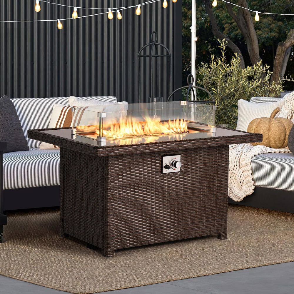 Outdoor wicker fire table sale