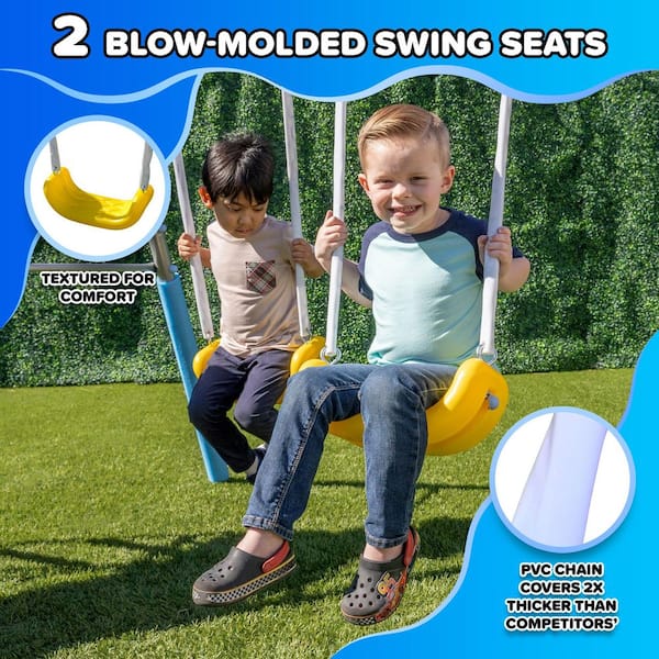 SPORTSPOWER Comet Metal Swing Playset with LED Light-Up Saucer
