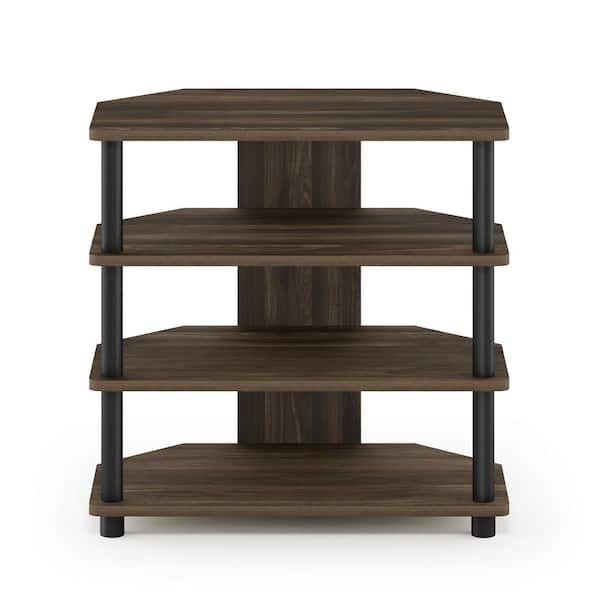 Furinno Turn-N-Tube 24 in. Columbia Walnut and Black Composite TV Stand Fits TVs Up to 32 in. with Open Storage