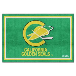 NHL Retro California Golden Seals Green 5 ft. x 8 ft. Plush Area Rug