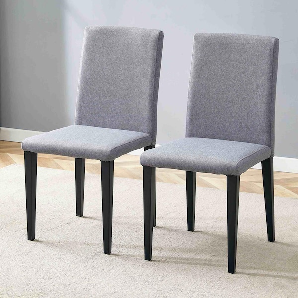 Polibi Black,Light Gray Linen Metal Frame Dining Chairs Set of 2