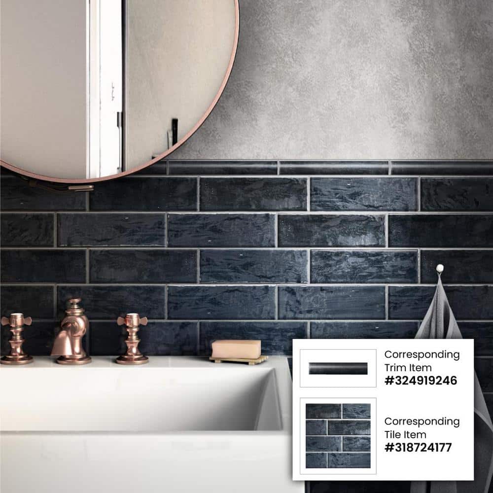 Apollo Dark Blue 2.5x8 Polished Ceramic Subway Tile