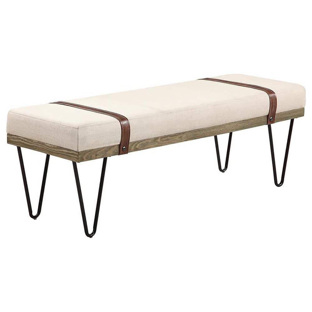Coaster Austin Beige and Black Dining Bench with Hairpin Legs 47.25 in ...