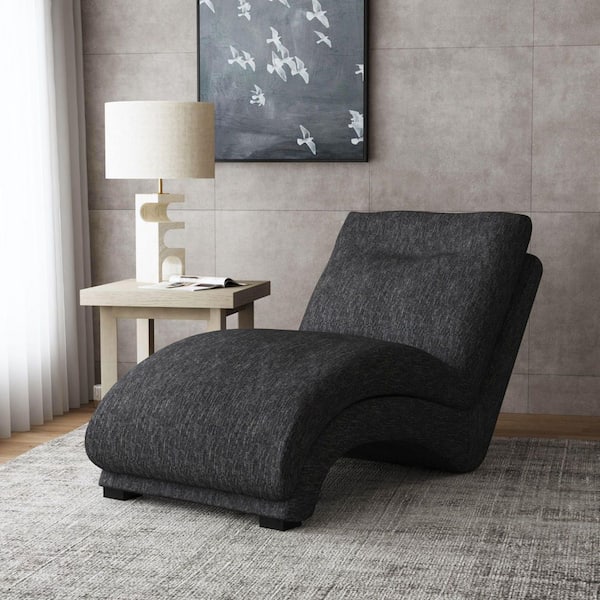 Picket House Furnishings Victoria Ebony Polyester with Foam and Spring Seating Armless Chaise Lounge in Black