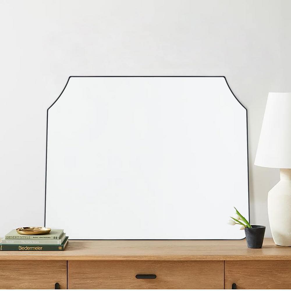 40 in. W x 32 in. H Large Arch Mantel Bathroom Mirror in Matt Black price history on PriceWatchPro