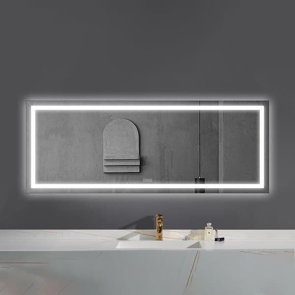 Luminous 84 in. W x 32 in. H Rectangular Frameless LED Lighted Wall Mounted Anti-Fog Bathroom Vanity Mirror