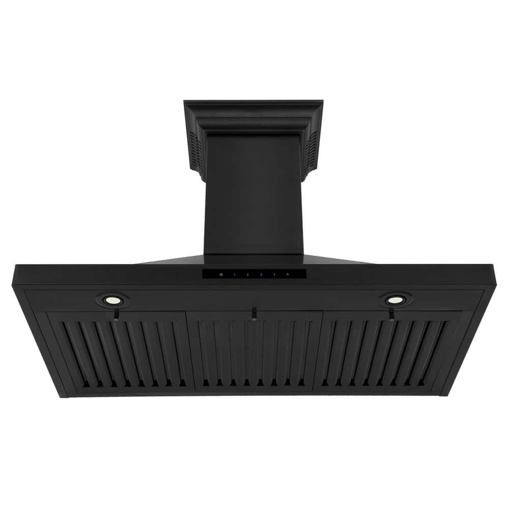 36" Black Stainless Steel Wall Mounted Range Hood with Charcoal Filter