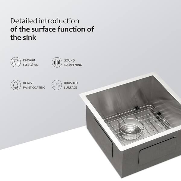 Xzkai 13 in. Undermount Single Bowls Stainless Steel Kitchen
