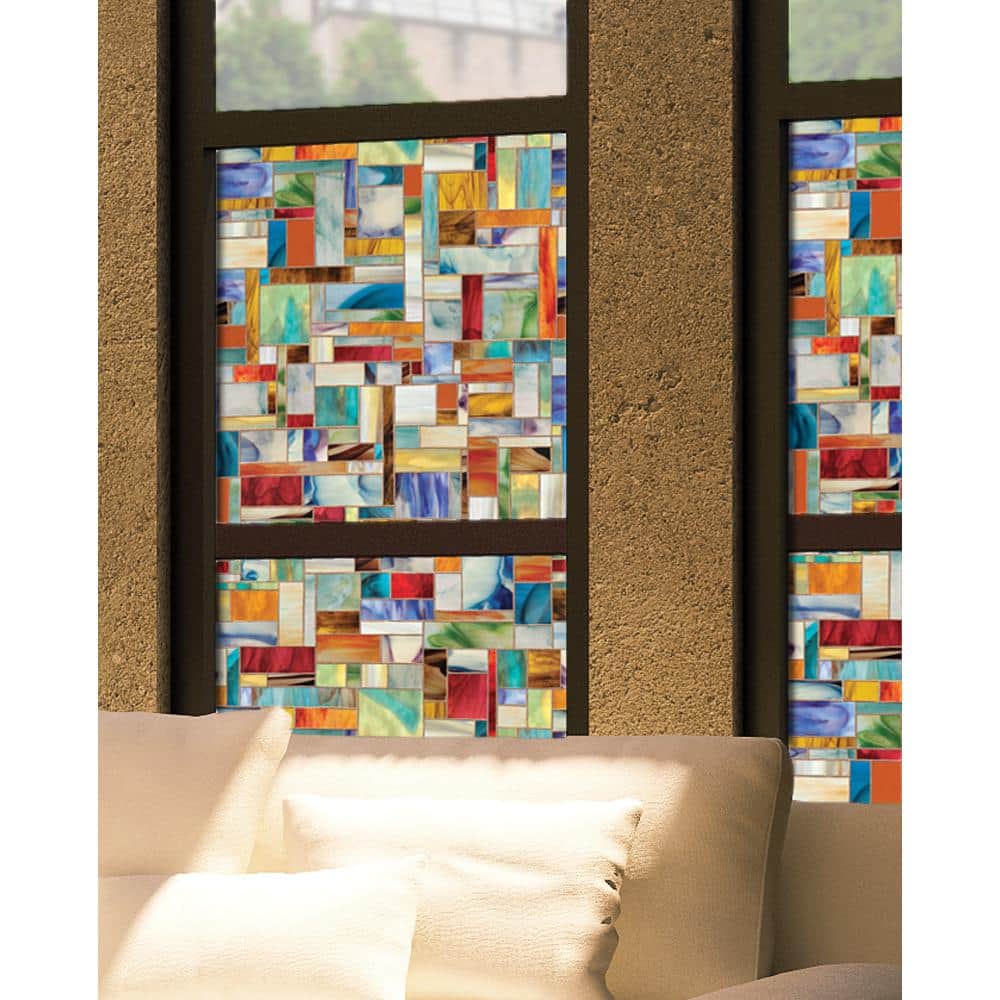 24" x 36" Multicolor Stained Glass Look Privacy Window Film