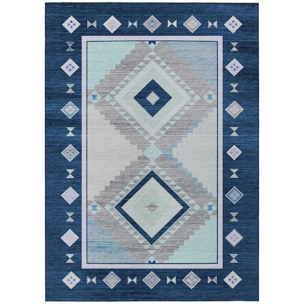 Addison Rugs Sonora Blue 10 ft. x 14 ft. Geometric Indoor/Outdoor Area Rug