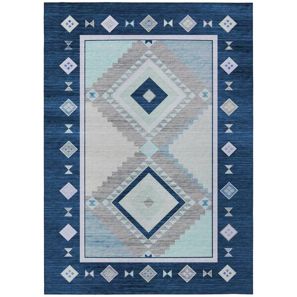 Addison Rugs Sonora Blue 9 ft. x 12 ft. Geometric Indoor/Outdoor Area Rug
