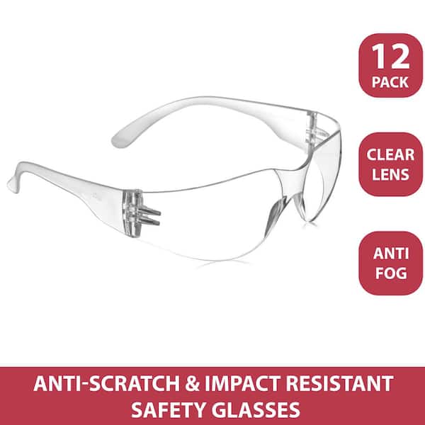 Hyline Clear Anti Fog and Anti Scratch Safety Glasses, Impact Resistant, Polycarbonate Lens (12-Pairs, 1-Box)