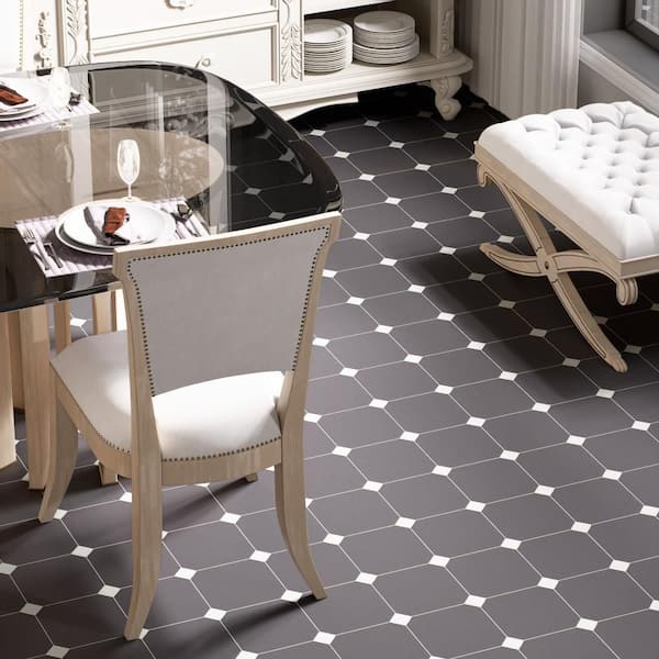 Vaudeville Octagon Antracita with Taco Nacar 8 in. x 8 in. Porcelain Floor and Wall Tile (11.25 sq. ft. /Case)