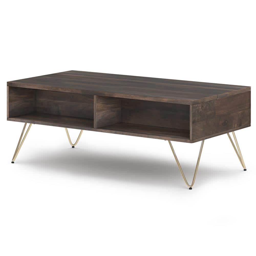 Ebony Hunter Solid Mango Wood Industrial Lift-Top Coffee Table