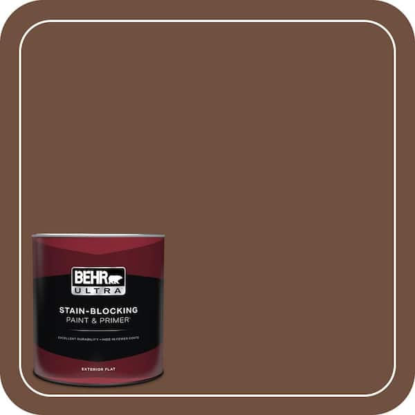 BEHR ULTRA 1 qt. #ICC-81 Traditional Leather Flat Exterior Paint & Primer