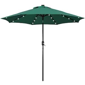 9 ft. Solar Powered Patio Umbrella UV Protection Market Table Umbrella with Push Button Tilt and Crank
