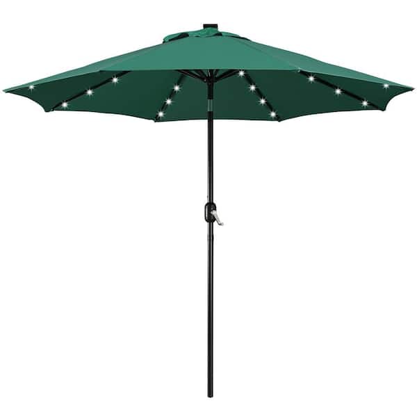 Yaheetech 9 ft. Solar Powered Patio Umbrella UV Protection Market Table Umbrella with Push Button Tilt and Crank