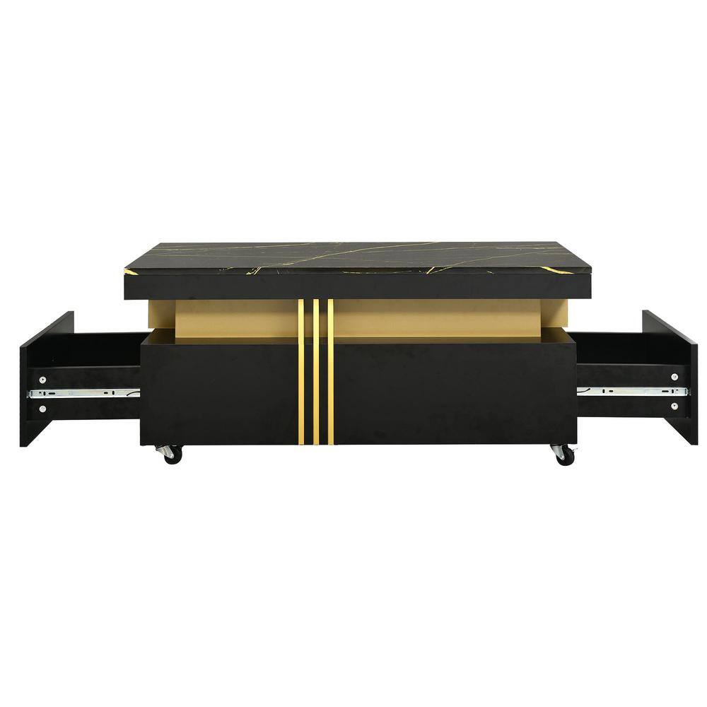 39.3 in. W x 19.6 in. D x 17.5 in. H Black Wood Linen Cabinet with Cocktail