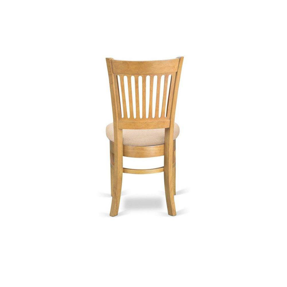 Natural Oak Finish 3-Piece Round Dining Set with High Back Lattice Chairs