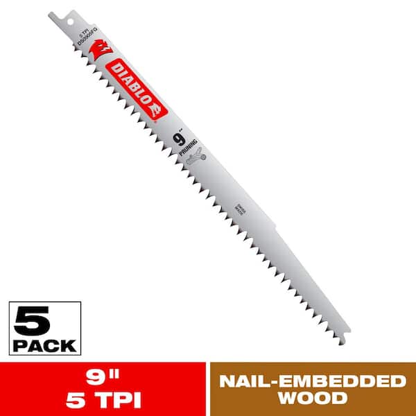 DIABLO 9 in. 5 TPI Fleam Ground-Pruning Reciprocating Saw Blade (5