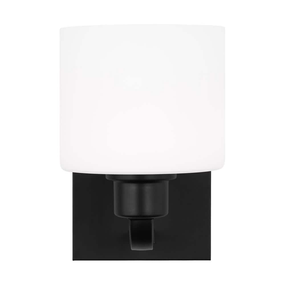 Canfield Midnight Black 8.25'' Modern Wall Sconce with Etched Glass