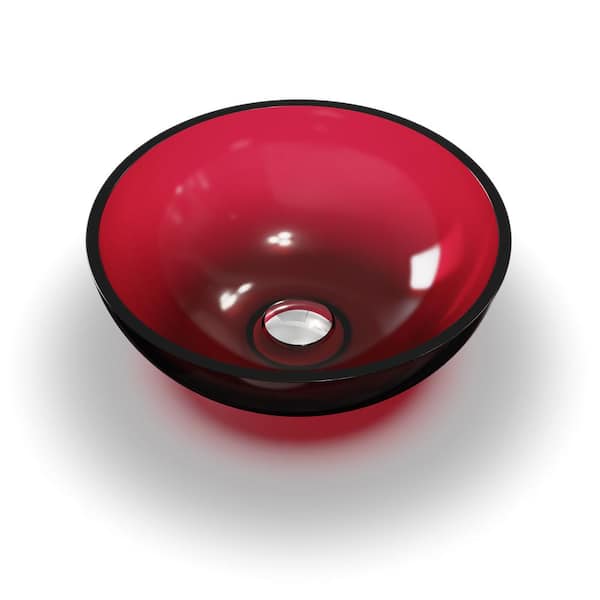 Unbranded Red Stone Resin Round Bathroom Vessel Sink with Pop-Up Drain, Modern Above Counter Bathroom Lavatory Vanity Vessel Sink