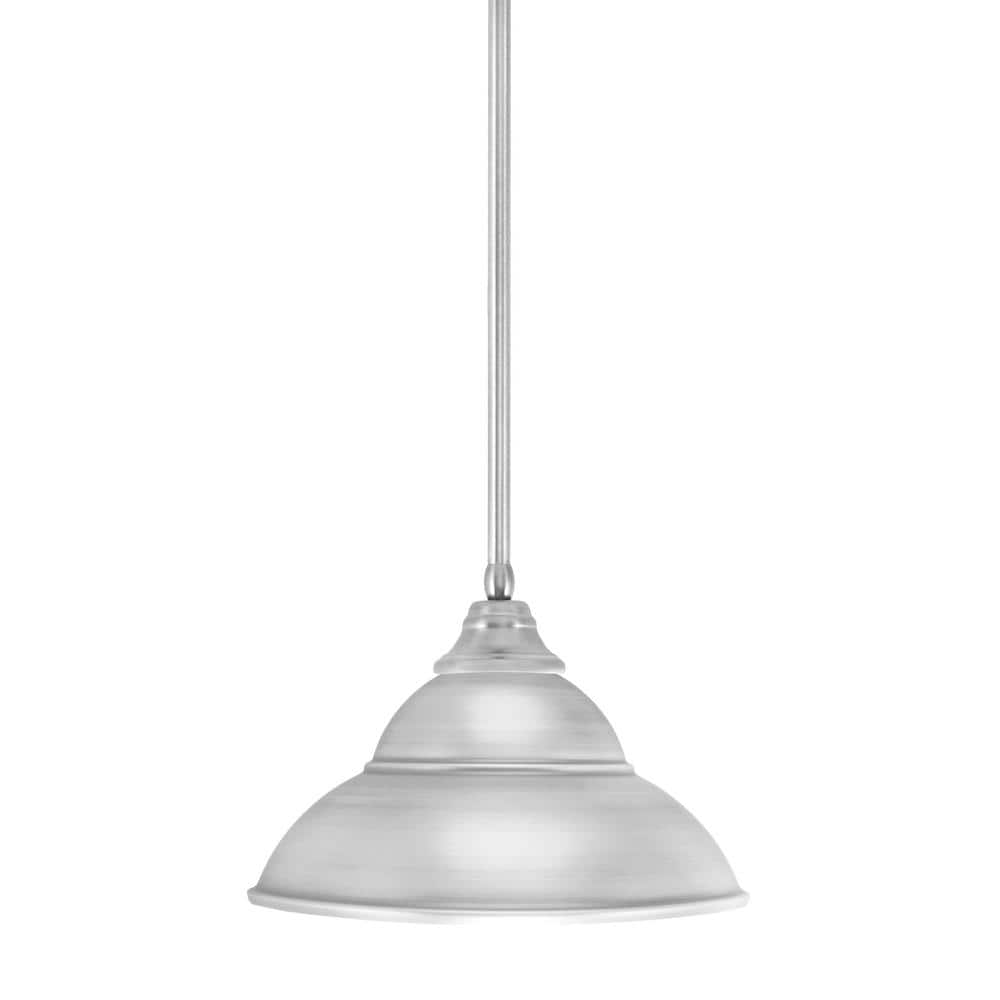 Sparta 100-Watt 1 Light Brushed Nickel Shaded Pendant Light with 13 in. Bru