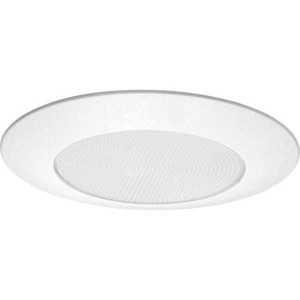 Contractor Select 6 in. White Recessed Strippled Opal Lens Shower with Reflector Trim