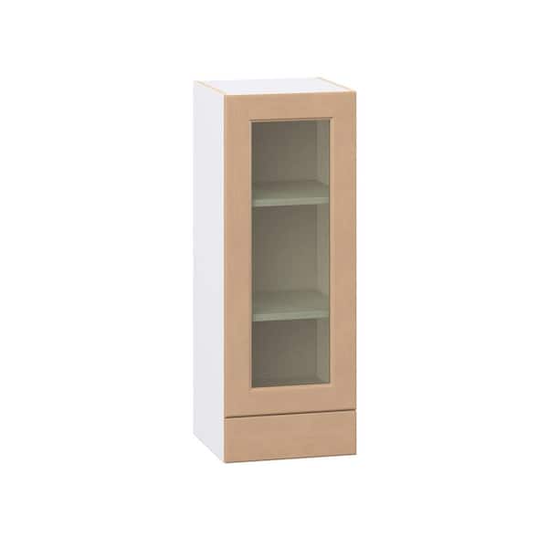 Lakewood 15 in. W x 14.75 in. D x 40 in.H Shaker Assembled Glass Door Specialty Wall Cabinet w/ 2-Drawer in Sugar Cookie