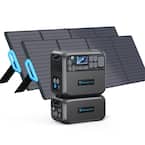 2200W Continuous/4800W Peak Output Push Button Start Power Station, 2048Wh LiFePO4 External Battery, 2 x Solar Panels