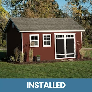 Professionally Installed Scarsdale 12 ft. x 16 ft. Designer Outdoor Wood Shed with 2 Windows-Black Shingle (192 sq. ft.)