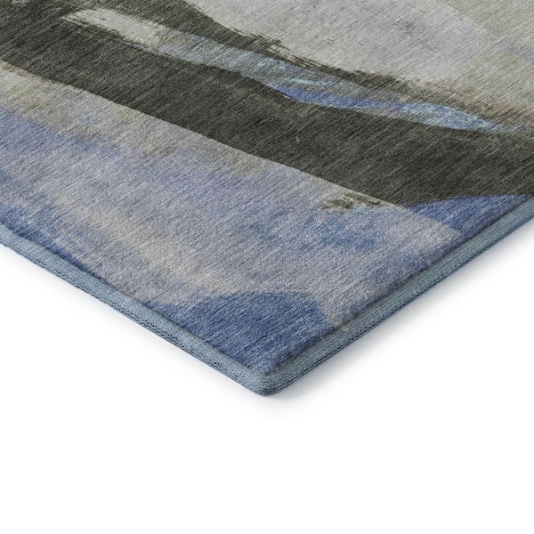 Mayfield Premium Machine Washable Abstract AMF1987 Denim 5 ft. x 7 ft. 6 in. Area Rug