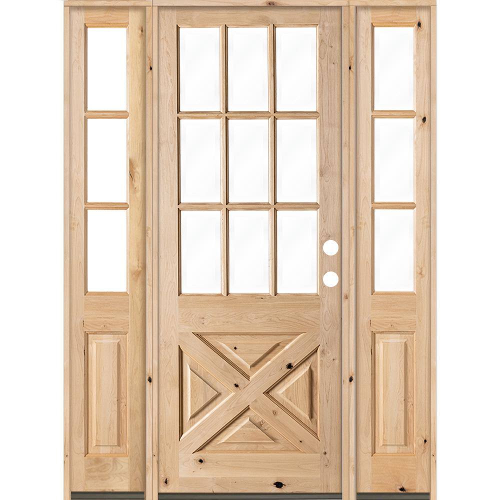 60 in. x 96 in. Knotty Alder 2 Panel Left-Hand/Inswing Clear Glass Unfinished Wood Prehung Front Door w/Double Sidelite price history on PriceWatchPro