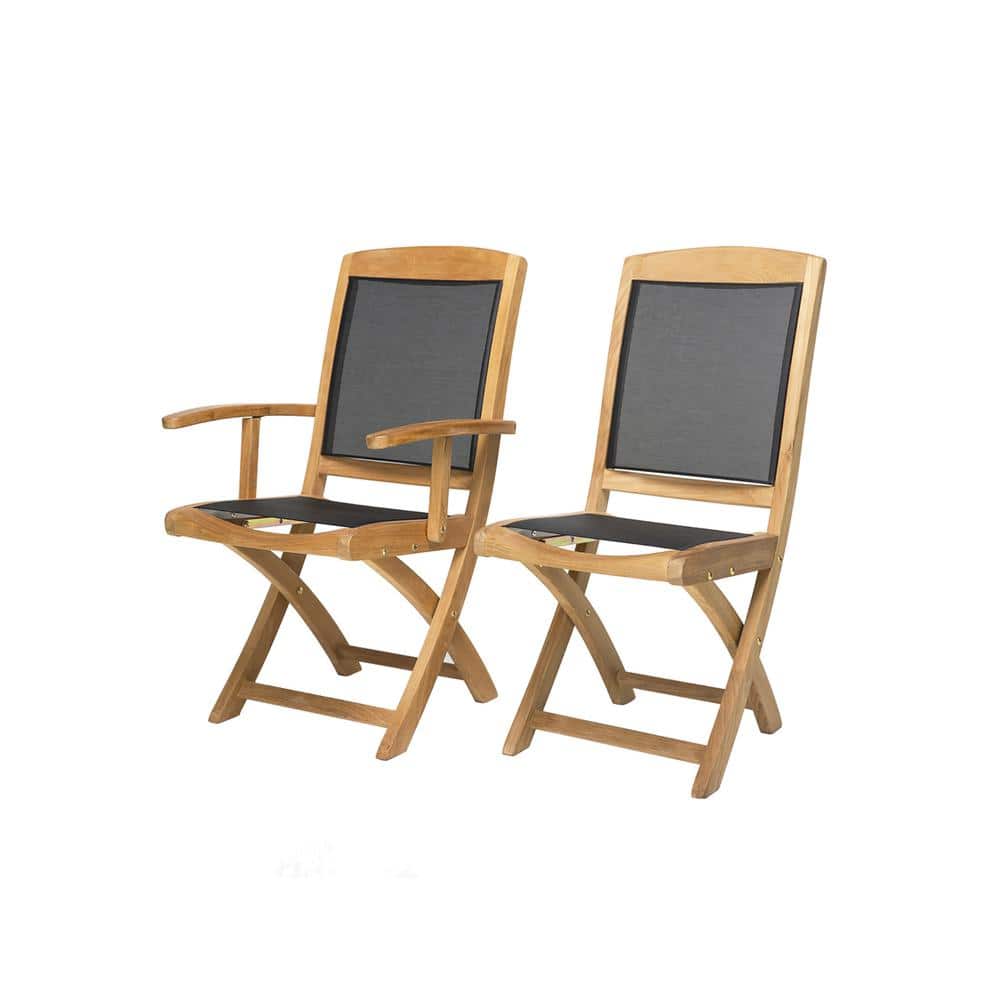 Colorado Honey Teak Folding Outdoor Dining Chair with Textilene Seat
