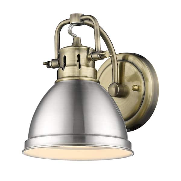 Golden Lighting Duncan 4.875 in. 1-Light Aged Brass Vanity Light