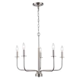Tennyson 5-Light Brushed Nickel Candle Chandelier Light Fixture