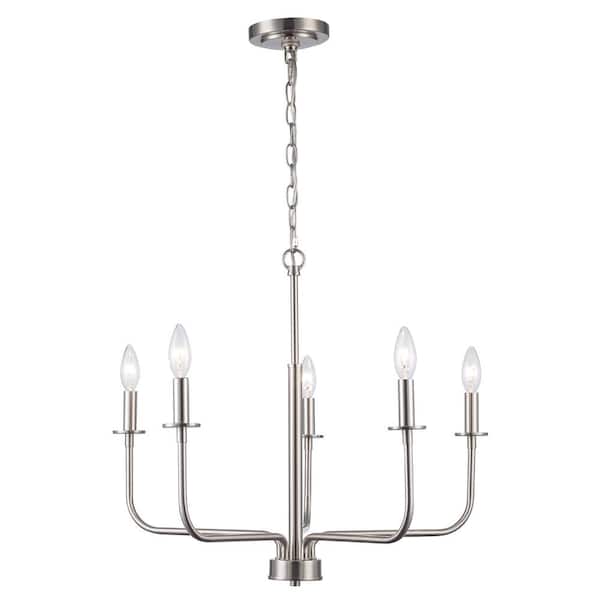 Tennyson 5-Light Brushed Nickel Candle Chandelier