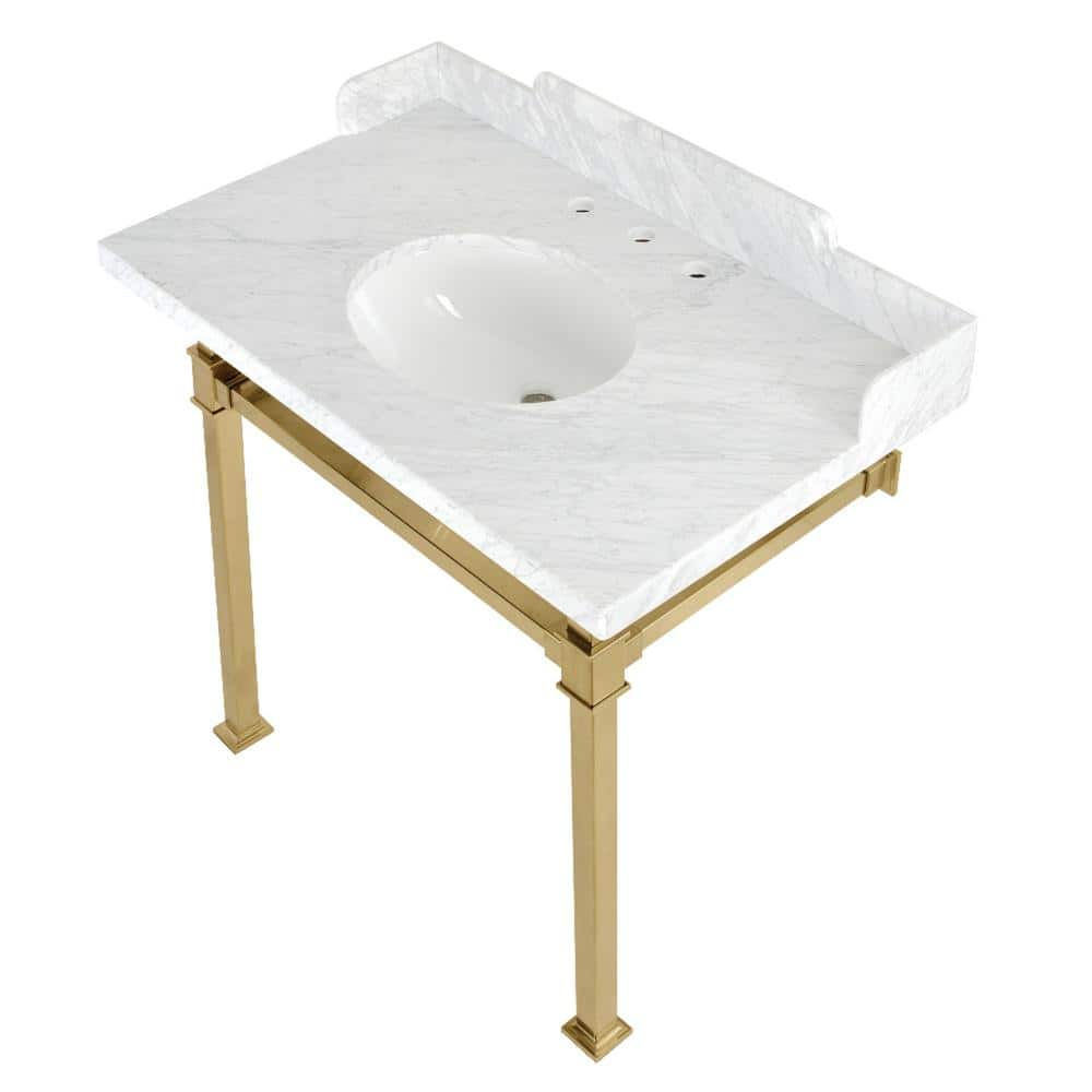 Kingston Brass Fauceture 36 In Marble Console Sink Set With Stainless